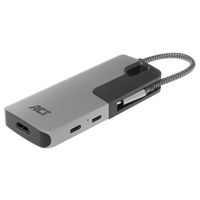 ACT USB-C naar HDMI female multiport adapter met PD Pass-Through 60W, 4K, USB-A , USB-C, kaartlezer - thumbnail