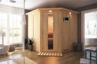 Karibu | Jarin Sauna met Dakkraag | Energiesparende Deur | Biokachel 9 kW Externe Bediening