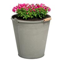 Plantenpot/bloempot emmer Eddy - zink - zilver - D25 X H22 cm