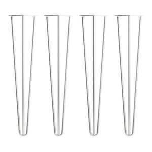 Chromen massieve 3-punt hairpin tafelpoot 75 cm (set van 4 stuks)