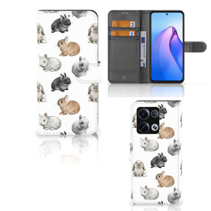 Telefoonhoesje met Pasjes voor OPPO Reno8 Pro Konijntjes