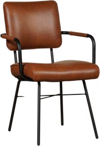 Cognac leren industriële design eetkamerstoel Solid - Granada leer Savannah (cognac leer)