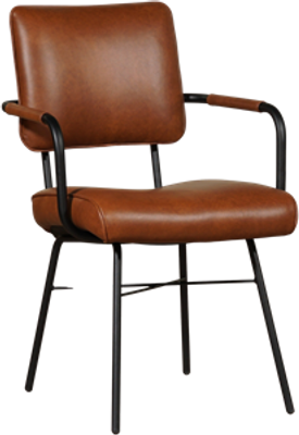 Cognac leren industriële design eetkamerstoel Solid - Granada leer Savannah (cognac leer)