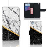 Huawei Ascend P8 Lite | Bookcase | Marmer Wit Zwart - Origineel Cadeau Man