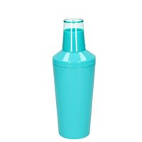 Cocktailshaker van kunststof in het blauw 500 ml - 23 cm hoog