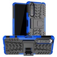 Antislip Sony Xperia 5 III Hybrid Case met Standaard - Blauw / Zwart