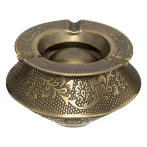 Terras asbak/stormasbak rond ijzer 12 x 8 cm goud