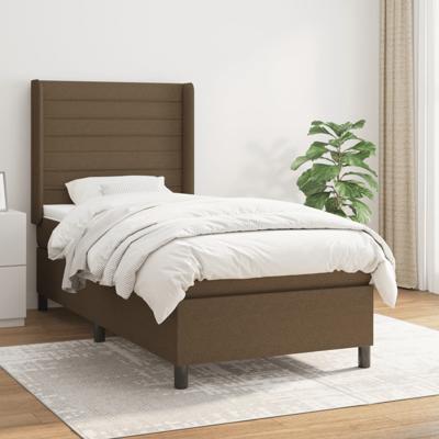 Boxspring met matras stof donkerbruin 90x200 cm
