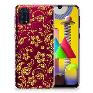 Samsung Galaxy M31 TPU Case Gouden Bloemen