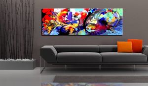 Schilderij - Kleurrijke onderdompeling, multikleur, premium print , 150x50cm