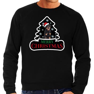 Dieren kersttrui rottweiler hond - zwart - voor heren - honden kerstsweater - Kerst kleding Dieren kersttrui rottweiler hond - zwart - voor heren - honden kerstsweater - Kerst kleding