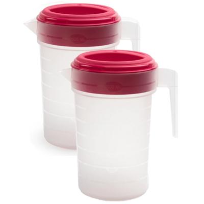 Plasticforte Waterkan - 2x - 2L - fuchsia/transparant - met deksel - kunststof - schenkkan