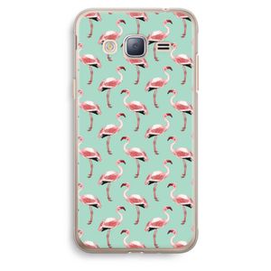 Flamingoprint groen: Samsung Galaxy J3 (2016) Transparant Hoesje