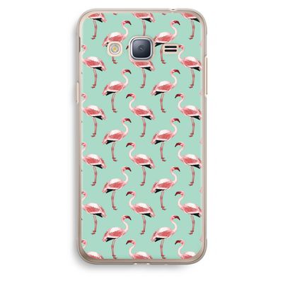 Flamingoprint groen: Samsung Galaxy J3 (2016) Transparant Hoesje