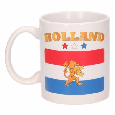 Koffie mok - Holland - vlag print - 300 ml - wit - keramiek - Supporters - Landen - Beker Koffie mok - Holland - vlag print - 300 ml - wit - keramiek - Supporters - Landen - Beker