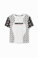 T-shirt met patch met geometrische vormen - WHITE - S