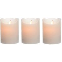 3x Creme witte LED kaarsen/stompkaarsen 10 cm flakkerend