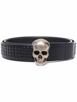 Alexander McQueen ceinture à plaque tête de mort - Noir - thumbnail