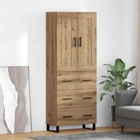 Hoge kast met lade 2 pcs Artisan Eiken Geengineerd Hout en Glas