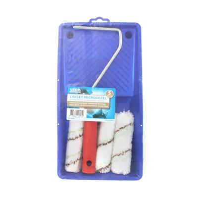 Schilder set - 5-delig - microvezel - lak en beits - met lekbak en beugel - 3 verfrollers