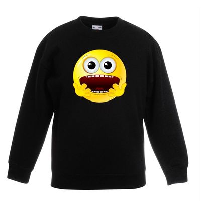 Emoticon sweater geschrokken zwart kinderen