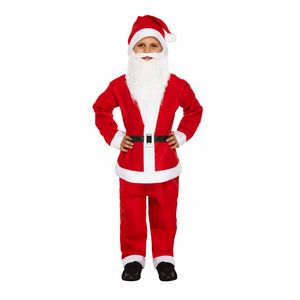 Kerstman kostuum met kerstmuts en baard-kinderen -maat 10-12 jaar -kerstmannenpak One size  -