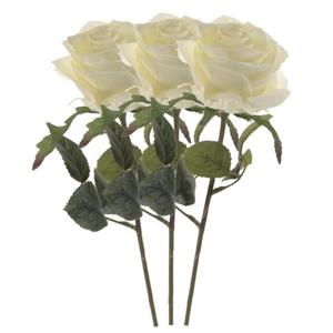 Kunstbloem roos Simone - 3x - wit - 45 cm - decoratie bloemen