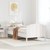 Bedframe zonder matras massief grenenhout wit 75x190 cm
