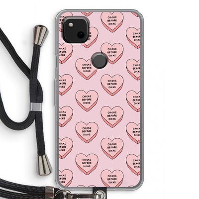 Chicks before dicks: Pixel 4a Transparant Hoesje met koord