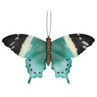 Tuindecoratie muurvlinder - zwart / blauw - metaal - 44 cm