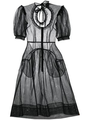 Simone Rocha robe mi-longue à manches bouffantes - Noir