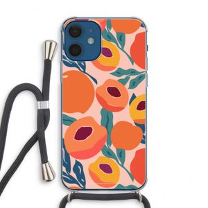Perzik: iPhone 12 mini Transparant Hoesje met koord