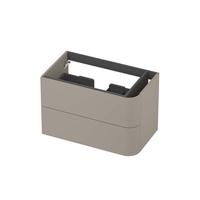 INK - Rechts Afgeronde Onderkast Gelakt 2 Laden Softclose Tbv Grepen - 800x450x520 Mm - Mat Creme Cotton