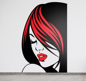 Sticker dame zwart rood