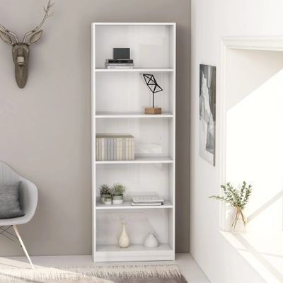 vidaXL Boekenkast met 5 schappen 60x24x175 cm spaanplaat hoogglans wit vidaXL Boekenkast met 5 schappen 60x24x175 cm spaanplaat hoogglans wit