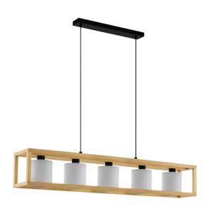 Stars of Light Houten hanglamp Granados 4-lichts met witte kap 390102