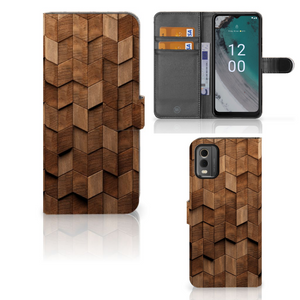 Book Style Case voor Nokia C32 Wooden Cubes