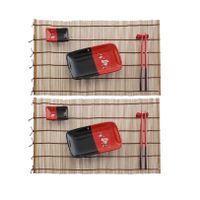 10-delige sushi serveer set keramiek voor 2 personen zwart/rood - thumbnail