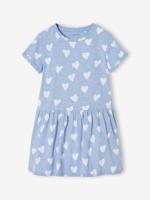 Meisjesjurk met print chambrayblauw