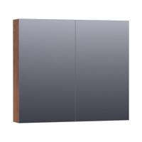 Brauer Impress Deluxe Spiegelkast - 80 cm - met interne en externe Verlichting - 2 Dubbelzijdige Spiegeldeuren - Forest Cacao