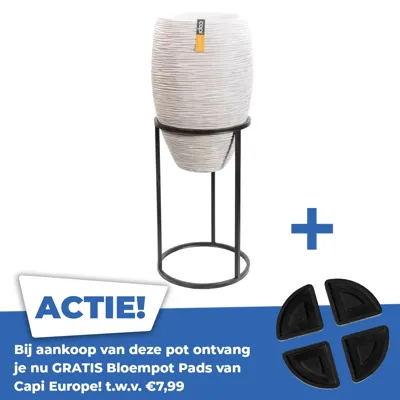 Vaas elegant deluxe Rib NL Ø45 H72 ivoor met standaard