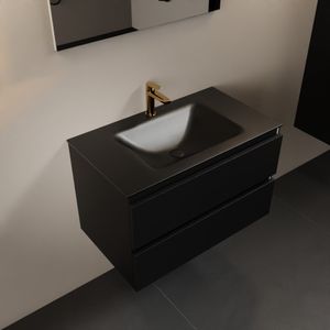 MONDIAZ AIVY 80cm badmeubel Urban, wastafel Urban solid surface midden 1 kraangat met spiegel (AI-351171URBAN-SI - AI-M80URMI - AI-S80X70)