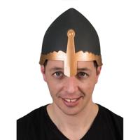 Ridder verkleed helm - zwart/goud - kunststof - middeleeuwen verkleed accessoires
