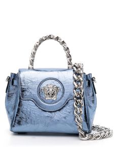 Versace petit sac à main La Medusa à design métallisé - Bleu