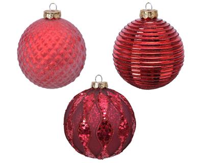 Kerstbal glas gl-mat d10 cm rood a3 Decoris - Decoris