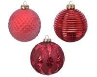 Kerstbal glas gl-mat d10 cm rood a3 Decoris - Decoris