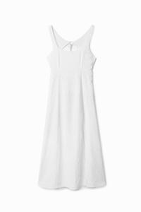 Lange jurk met broderie anglaise - WHITE - L