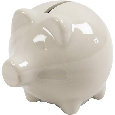 Creativ Company Spaarvarken, h: 8 cm, b: 8,5 cm, off-white, 10 stuk/ 1 doos
