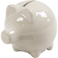 Creativ Company Spaarvarken, h: 8 cm, b: 8,5 cm, off-white, 10 stuk/ 1 doos