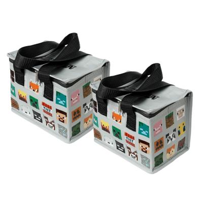 Kleine lunch koeltas - 2x - Minecraft print - 21 x 15 x 14 cm - 4,4 liter